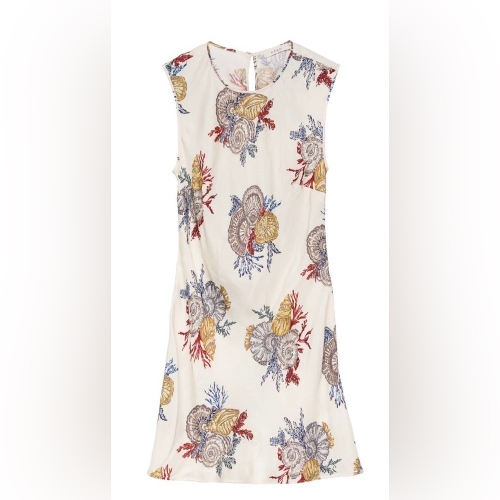 DOEN Alamere Seashell Bias Cut Sleeveless Mini Dress in Mer Botanique Size XL - Picture 3 of 10